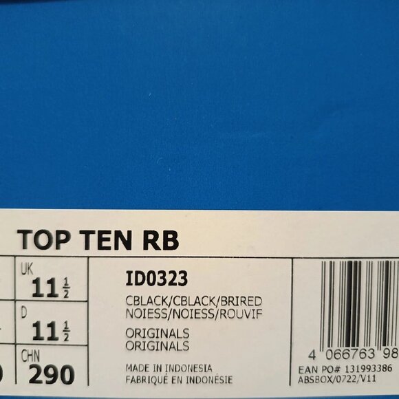 Mens Adidas Originals Top Ten Rb Black/Red #ID0323 Size 12 - Picture 15 of 16